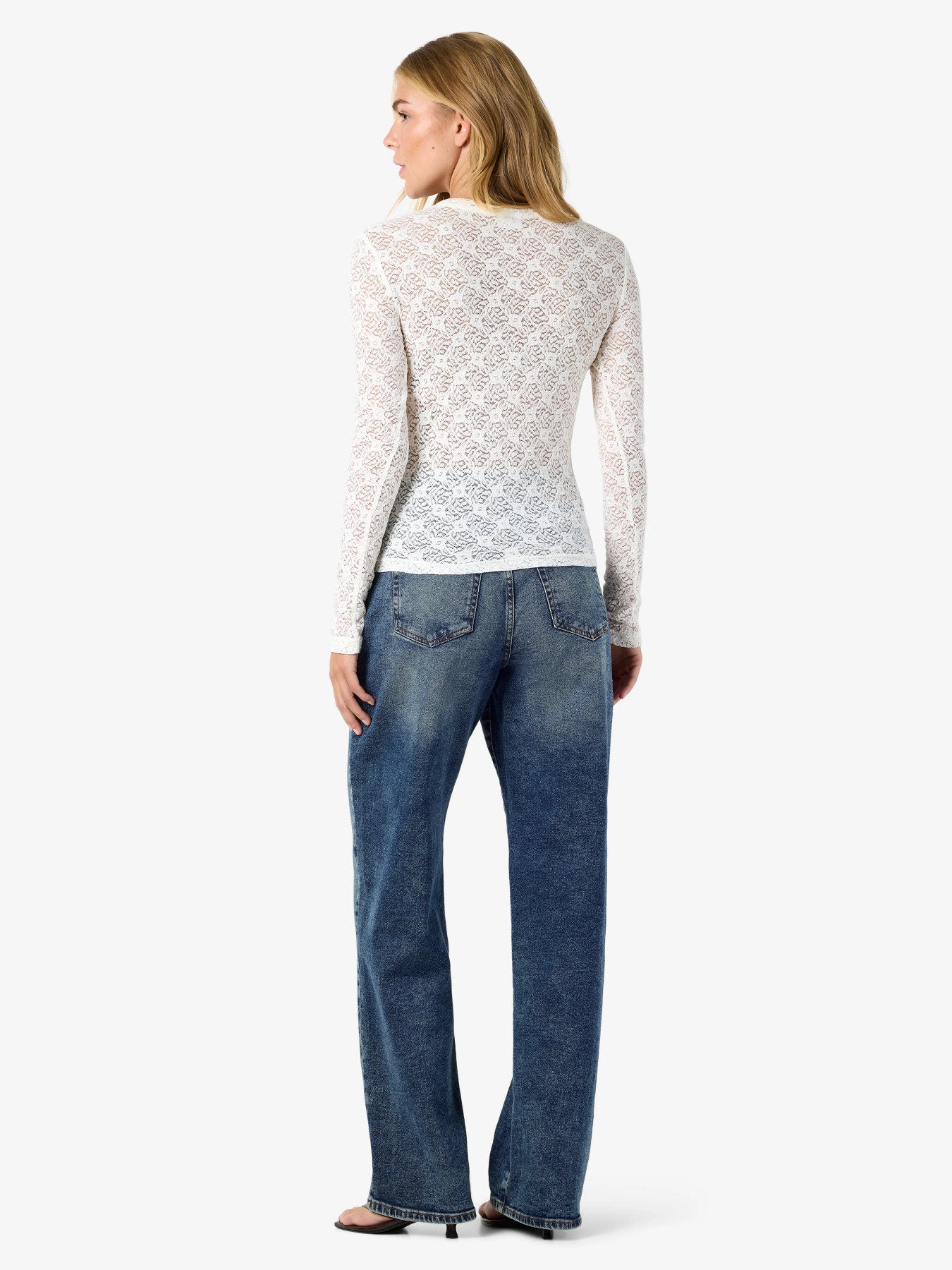 NOISY MAY JUDITH L/S LACE TOP NOOS Creme