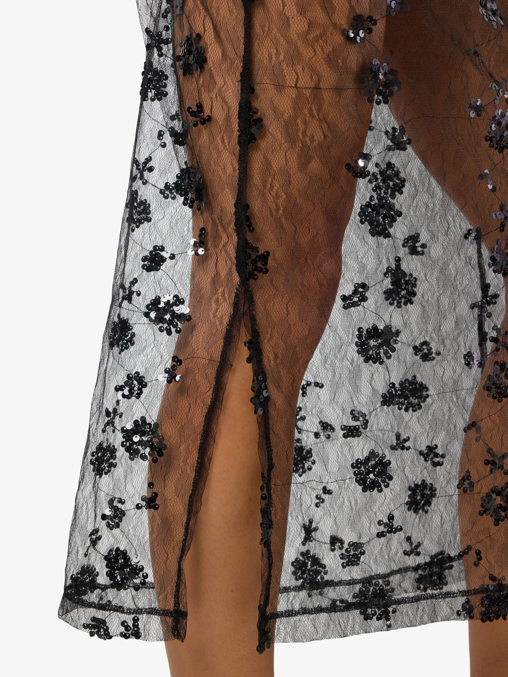 NOISY MAY ZIGGA N/W MESH SEQUIN MIDI SKIRT