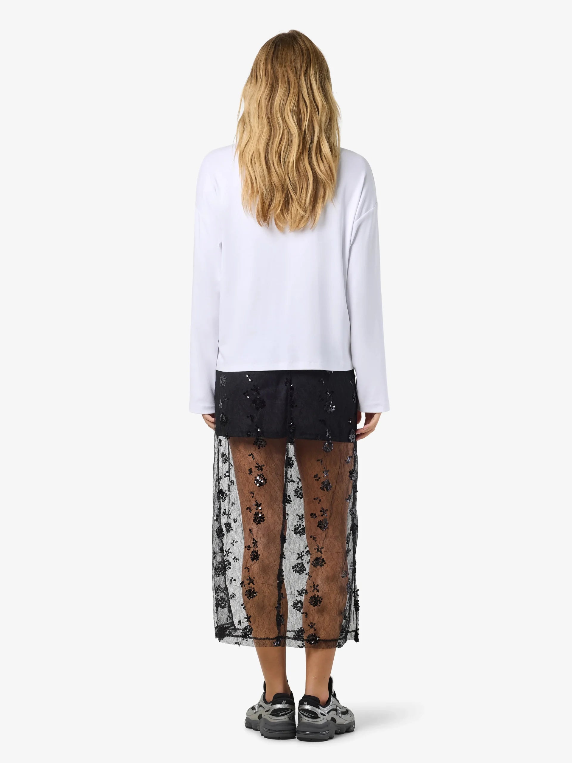 NOISY MAY ZIGGA N/W MESH SEQUIN MIDI SKIRT