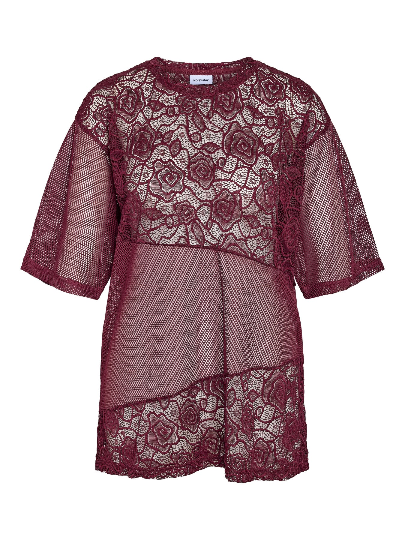 NOISY MAY LUCCA 2/4 LACE PRINT T-SHIRT JRS FWD FIG