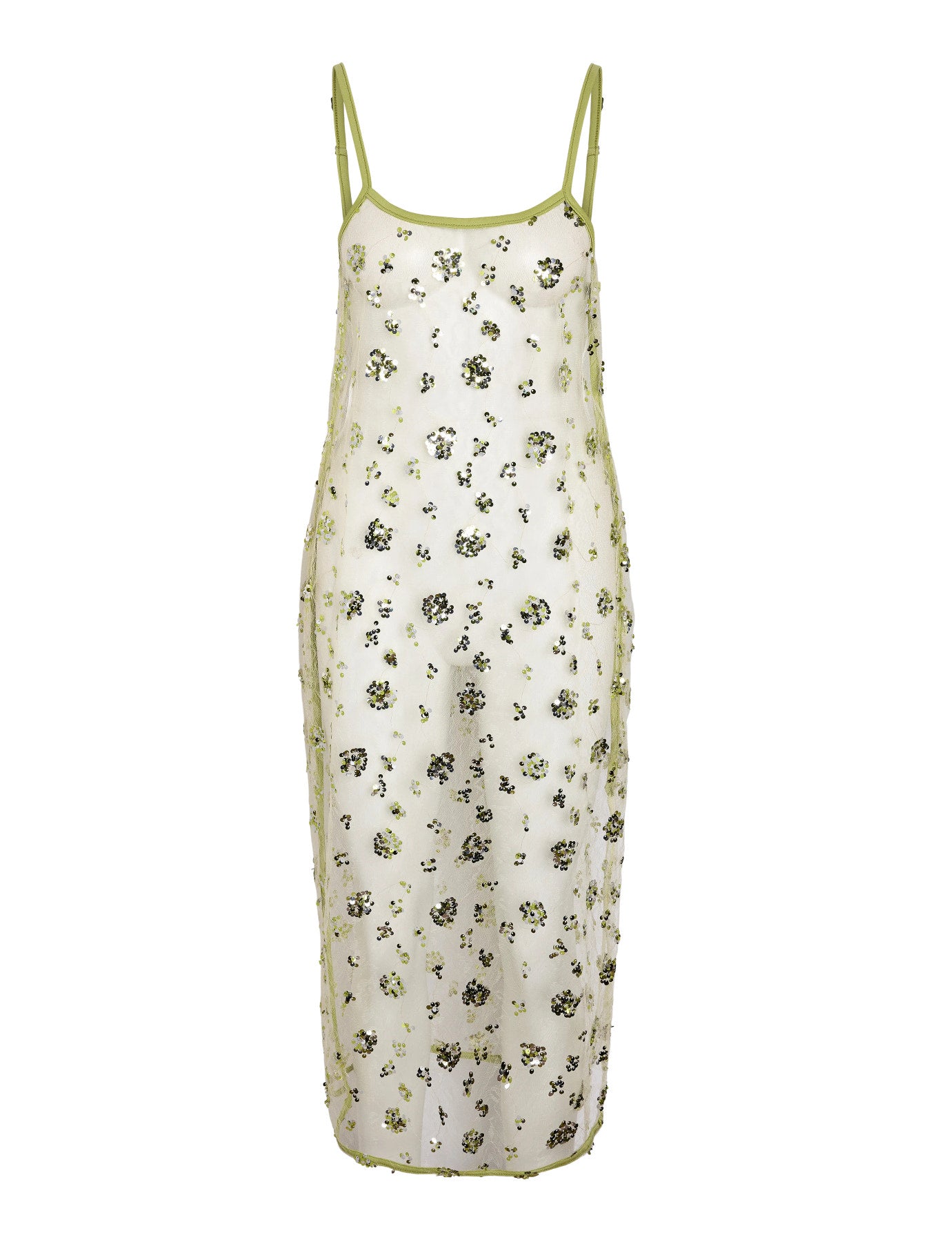 NOISY MAY ZIGGA S/L SEQUIN MESH DRESS Daiquiri Green