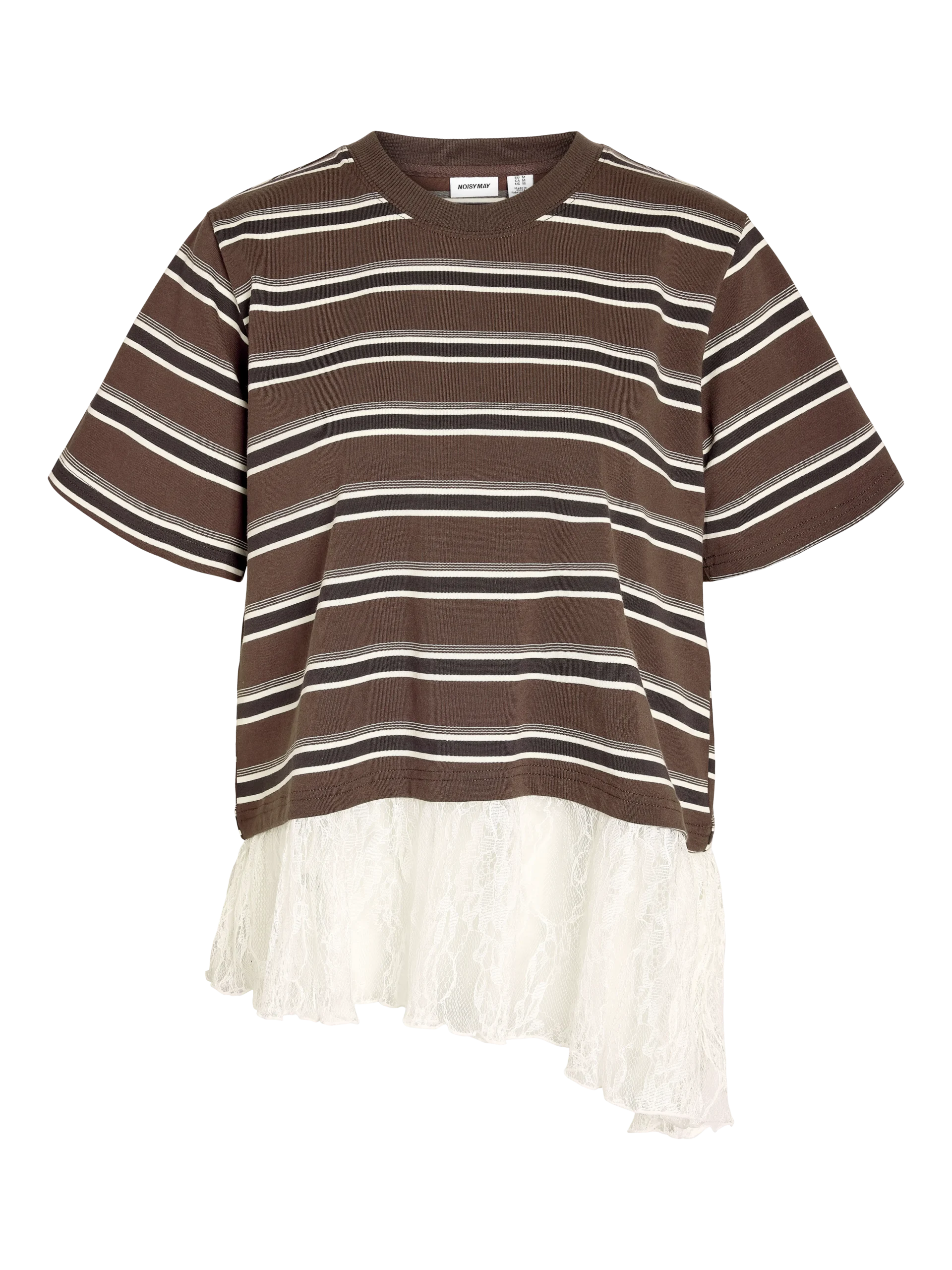 NOISY MAY EMBER SS STRIPE LACE TOP