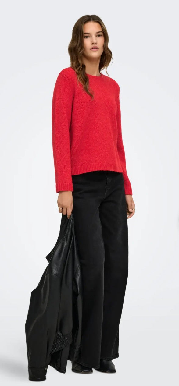 ONLY SOPHIE LS O-NECK BF KNT Barbados Cherry Melange