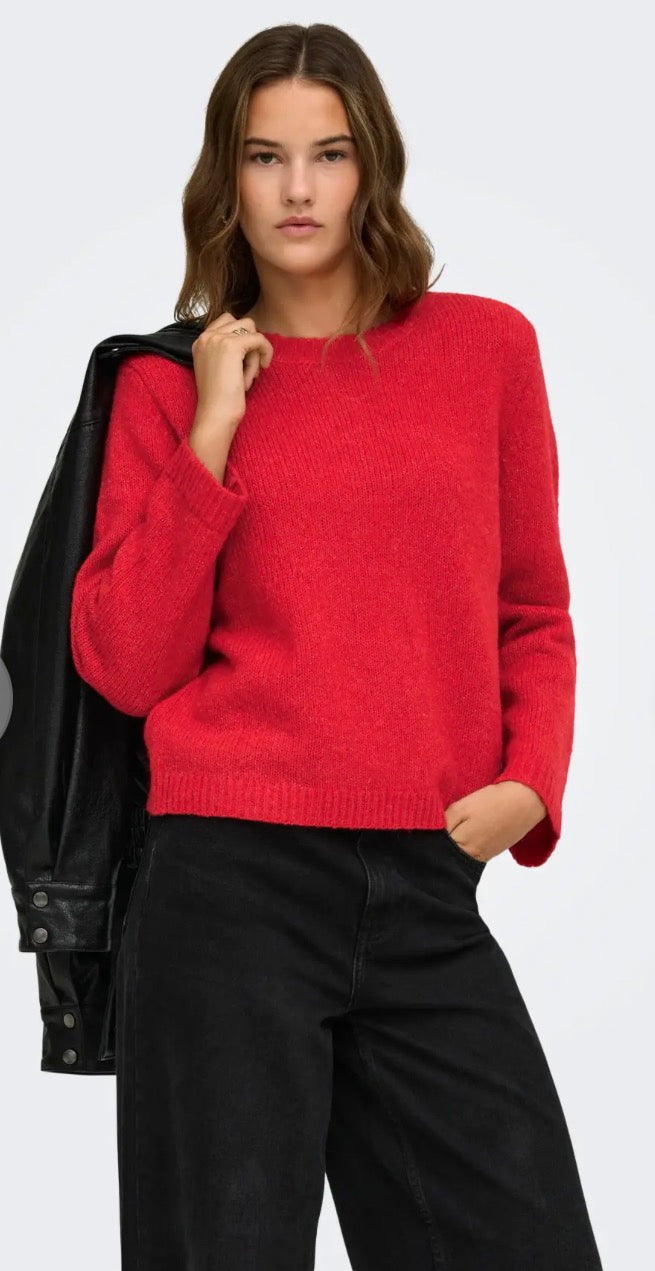 ONLY SOPHIE LS O-NECK BF KNT Barbados Cherry Melange
