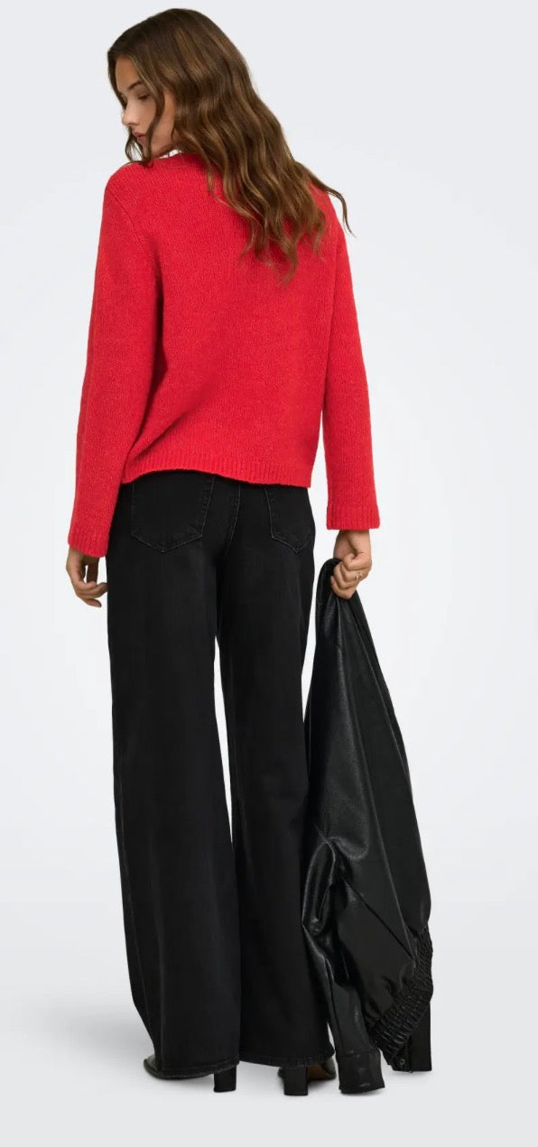 ONLY SOPHIE LS O-NECK BF KNT Barbados Cherry Melange