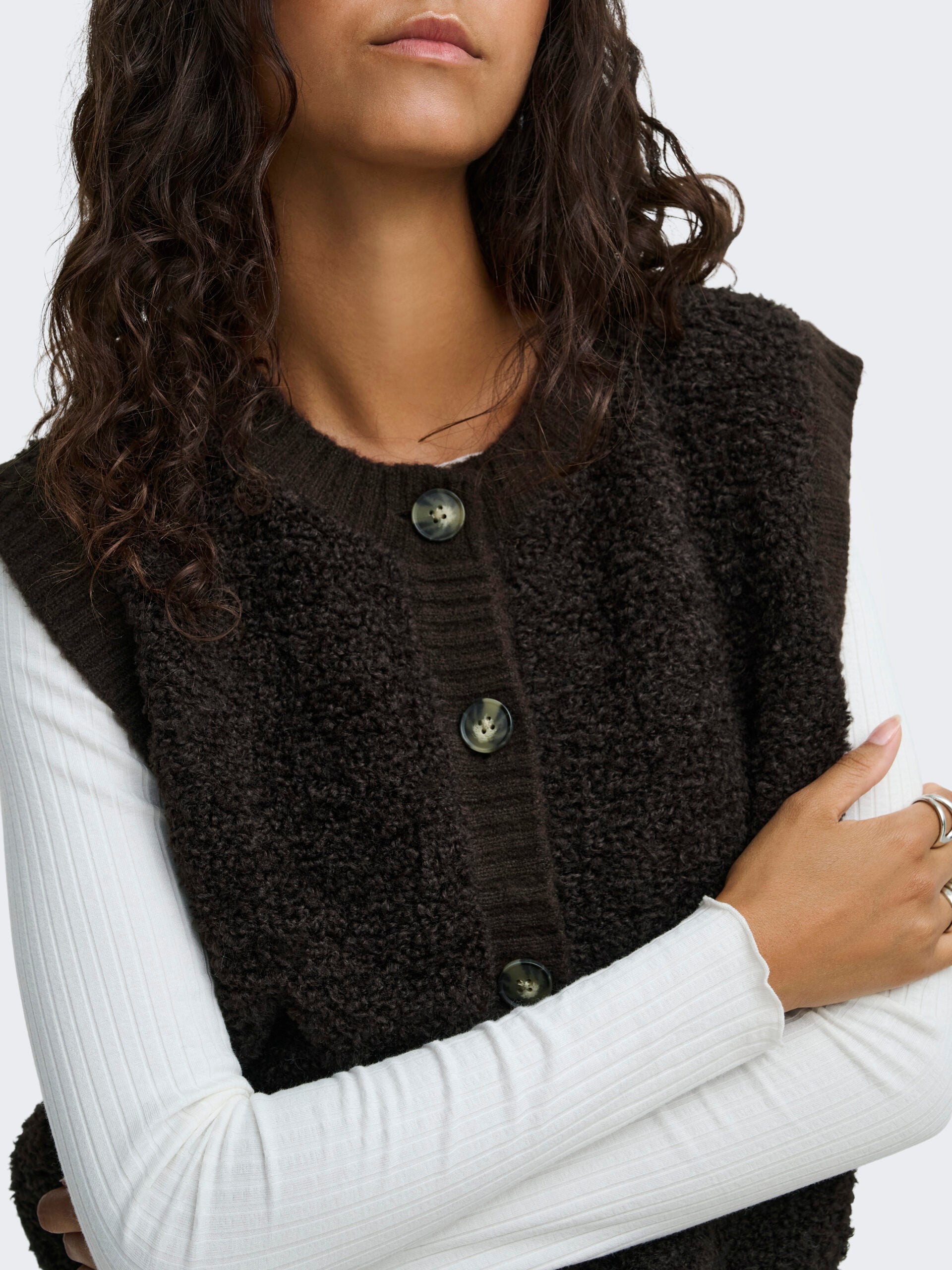 JDY EIRA LIFE S/L ON BUTTON VEST KNT NOOS