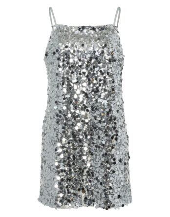 Pieces Disco Mini strap dress - Silver sequins