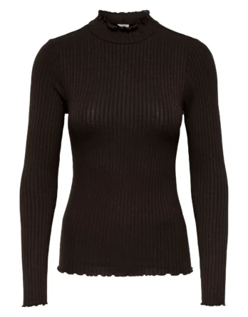 JDY FRANSISKA L/S HI-NCK TOP JR NOOS BRUN