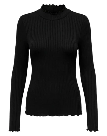 JDY FRANSISKA L/S HI-NCK TOP JR NOOS BLACK