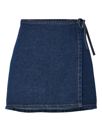 PIECES FLORA MW WRAP DENIM SKIRT NOOS
