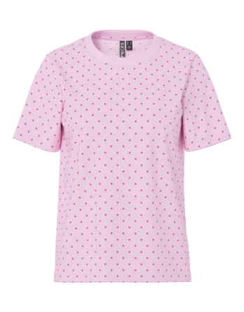 PIECES RIA SS DOT TEE D2D PINK