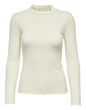 JDY FRANSISKA L/S HI-NCK TOP JR NOOS Creme