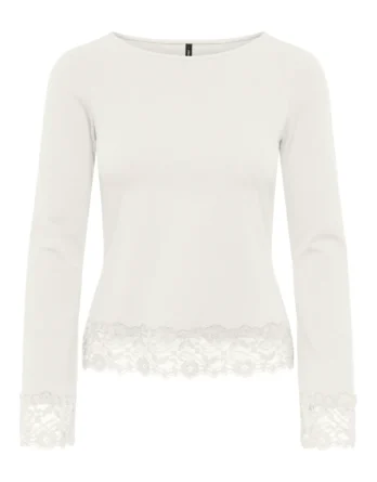 ONLY LIVE LOVE L/S O-NECK LACE TOP CS JRS HVID