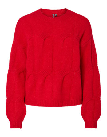 PIECES JENNA LS O-NECK CABLE KNIT NOO