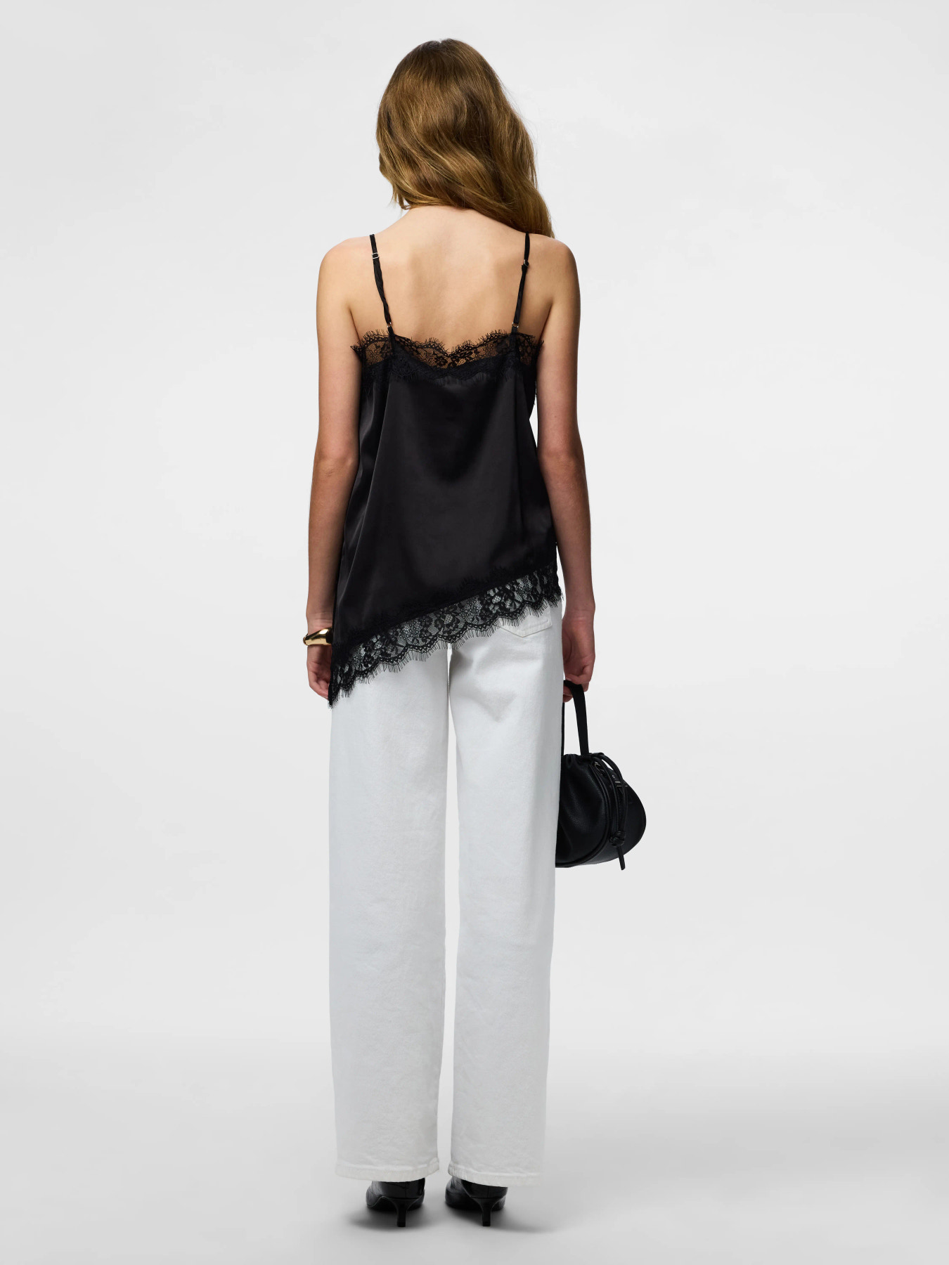 PIECES NOMI STRAP SATIN LACE TOP BRUN - Billede 6