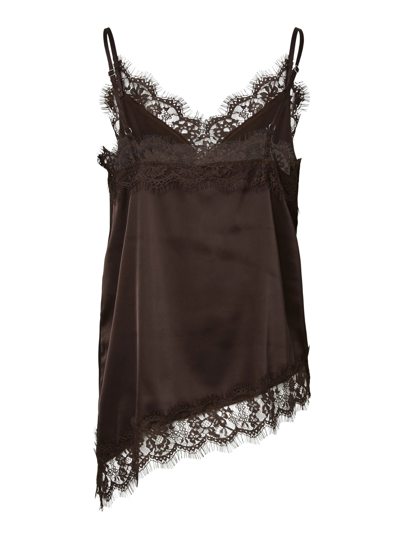 PIECES NOMI STRAP SATIN LACE TOP BRUN - Billede 5