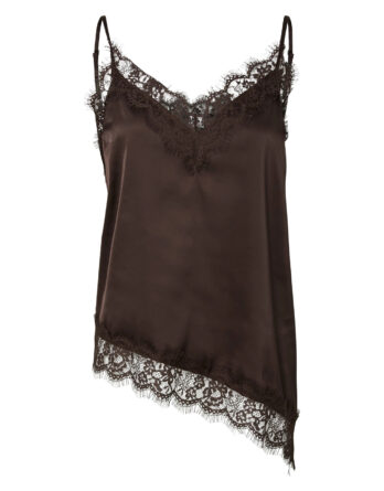 PIECES NOMI STRAP SATIN LACE TOP BRUN