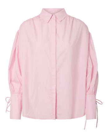 PIECES ANNI LS PLEATED DETAIL SHIRT LYSERØD