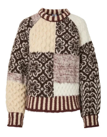 PIECES FUSION LS O-NECK COLORBLOCK KNIT BC