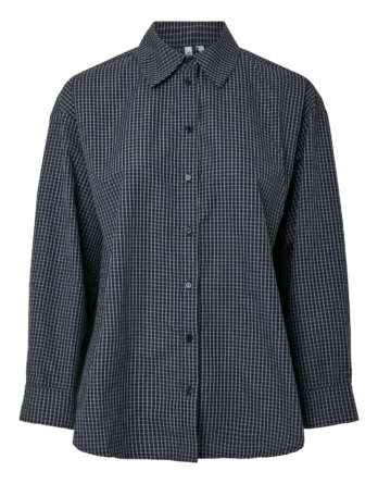 PIECES SILLA LS CHECK SHIRT WVN D2D BLÅ/GRÅ