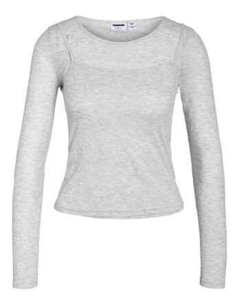 NOISY MAY NUSA L/S DOUBLELAYER TOP GRÅ