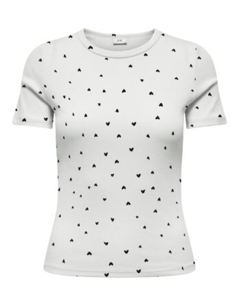 JDY LUCKY S/S O NECK TOP JRS NOOS BLACK HEARTS
