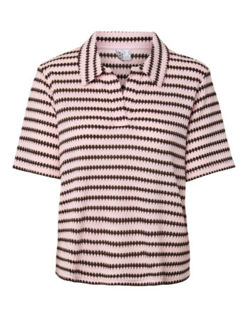 PIECES JEYA SS V-NECK LOOSE POLO D2D JRS LYSERØD