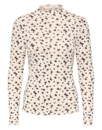 JDY FRANSISKA  L/S HI-NCK AOP TOP JRS BROWN FLOWERS
