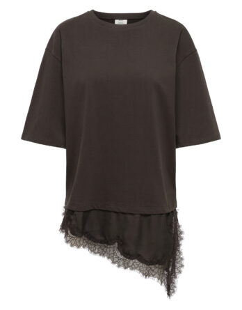 JDY ALMA 2/4 LACE DETAIL T-SHIRT JRS EXP Chocolate