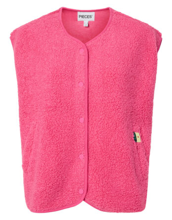 PIECES KATTY TEDDY VEST NOOS BC SHOCKING PINK