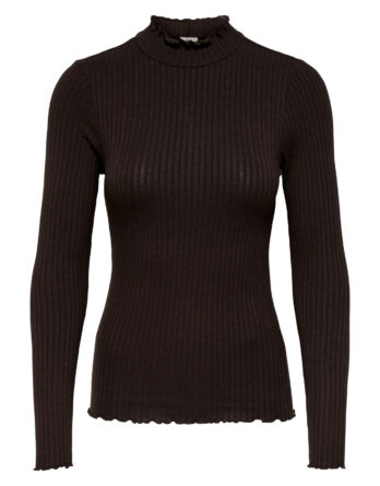 JDYFRANSISKA LIFE L/S HI-NCK TOP JR NOOS BLACK COFFEE
