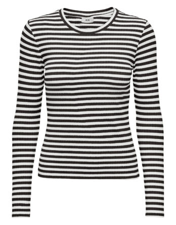 JDY FRANSISKA  L/S HI-NCK AOP TOP JRS CLOUD DANCER/BLACK
