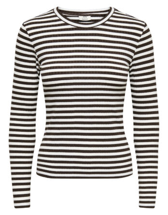 JDY FRANSISKA  L/S HI-NCK AOP TOP JRS CLOUD DANCER/COFFEE BEAN