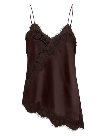 JDY FIFI S/L ASYM LACE SINGLET WVN NOOS BLACK COFFEE