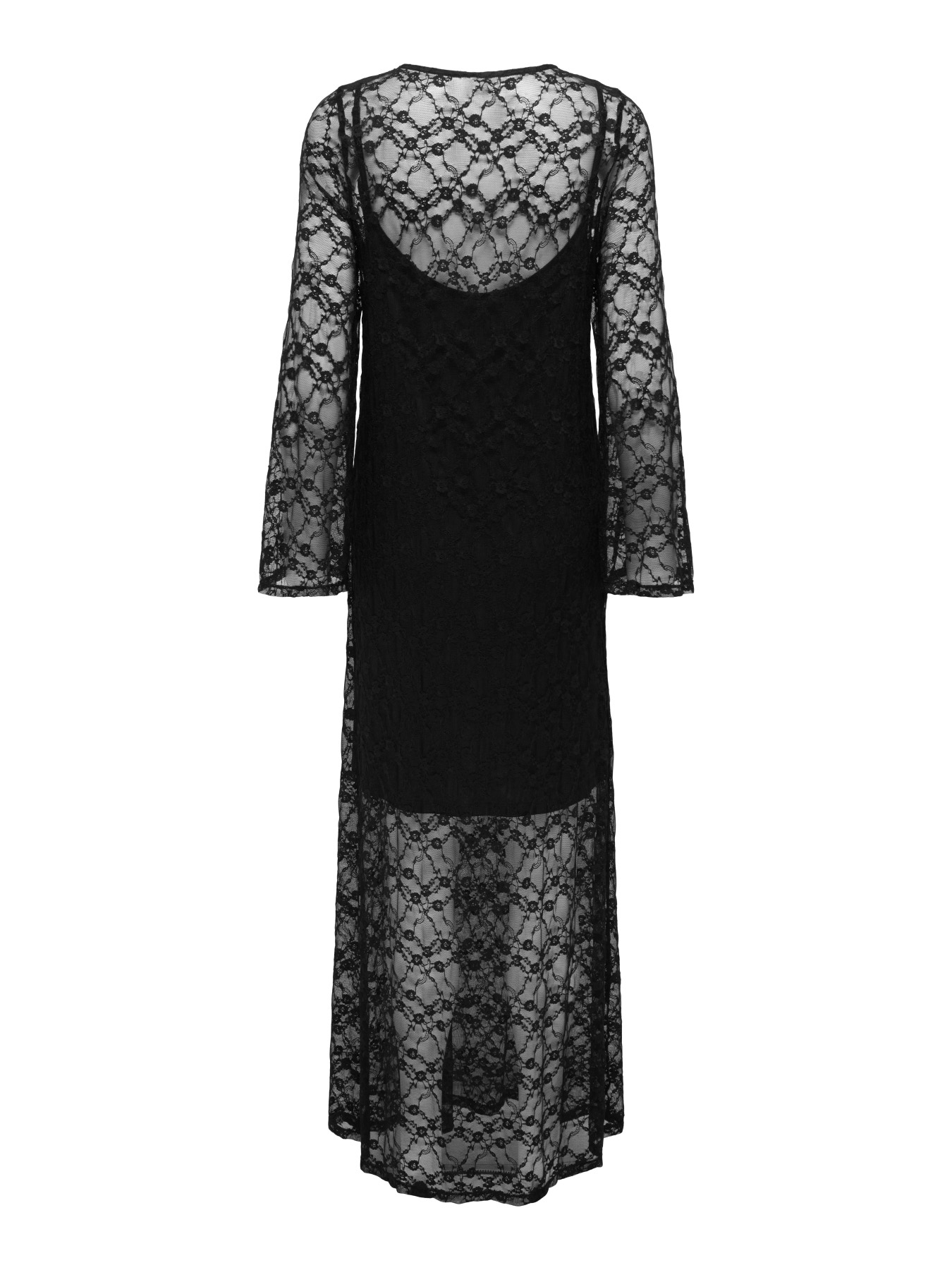 JDY SILVIA L/S LACE MAXI DRESS JRS BLACK - Billede 2