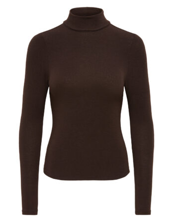 ONLY GLAMOUR L/S ROLL-NECK TOP JRS NOOS BLACK COFFEE