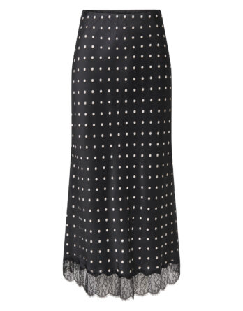 JDY CALLY MW MIDI SKIRT WVN Black CLOUD DANCER DOT