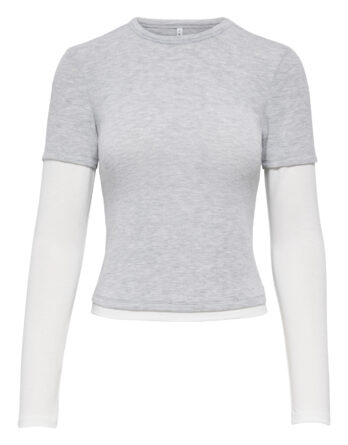 ONLY DUBLA L/S DOUBLE TOP JRS LIGHT GREY MELANGE