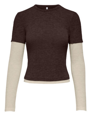 ONLY DUBLA L/S DOUBLE TOP JRS CHOCOLATE TORTE
