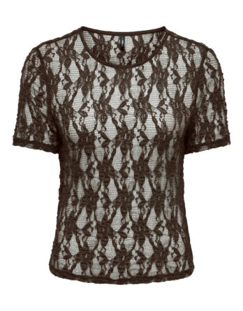 ONLY ALBA S/S LACE TOP CS JRS SEAL BROWN
