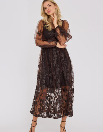 Fuschia Dress Dark Brown
