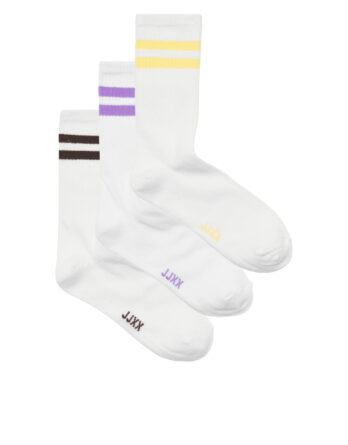 JJXX BASIC TENNIS SOCK 3-PACK ACC NOOS Purple Rose w. Seal Brown & Sunlight