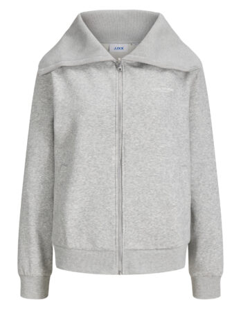 JJXX STUDIO VESTERBRO FLAT KNIT ZIP SWT SN Light Grey Melange BRIGHT WHITE