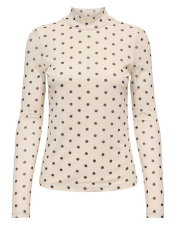 ONLY ERICA MESH L/S TOP JRS NOOS Seedpearl Black dot