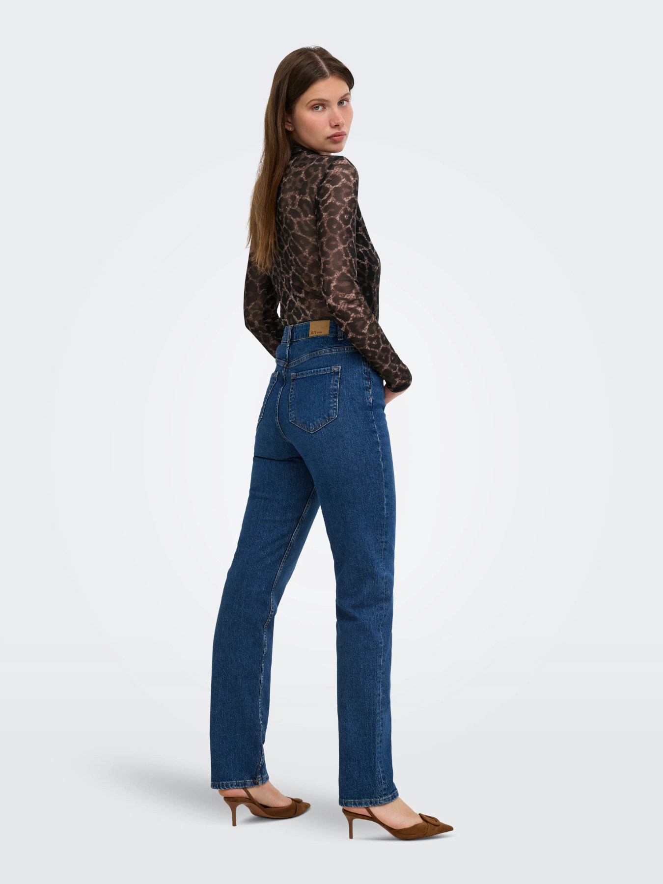 ONLY ERICA MESH L/S TOP JRS NOOS Raw Umber Black leo vibe - Billede 2