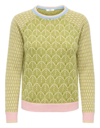 JDY BRYN LIFE L/S ONECK JACQ PULLOVER KNT Crème Brûlée W. WOODBINE/ PEACHSKIN/ OPEN AIR JACQ.