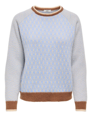 JDY BRYN LIFE L/S ONECK JACQ PULLOVER KNT Crème Brûlée W. TOFFEE/OPEN AIR JACQ.
