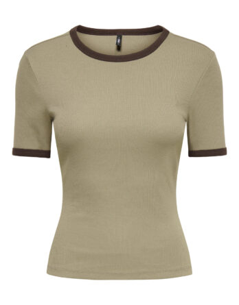 ONLY VAL S/S CONTRAST TOP JRS Walnut Coffee bean contrast