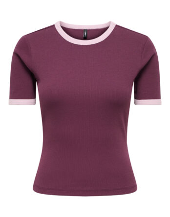 ONLY VAL S/S CONTRAST TOP JRS Fig Keepsake lilac contrast