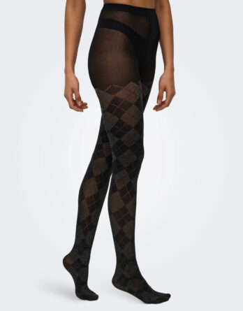 JDY AURA ARGYLE LUREX TIGHTS JRS Black ARGYLE GLITTER